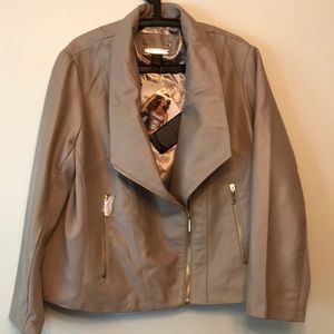 IMAN Platinum Lamb Leather Jacket 2X NEW $133